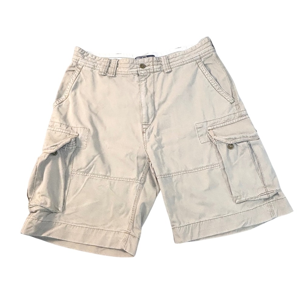Vintage Polo Ralph Lauren Cargo Shorts men's 34 Tan Khaki Classic chino - Picture 1 of 10